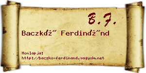 Baczkó Ferdinánd névjegykártya
